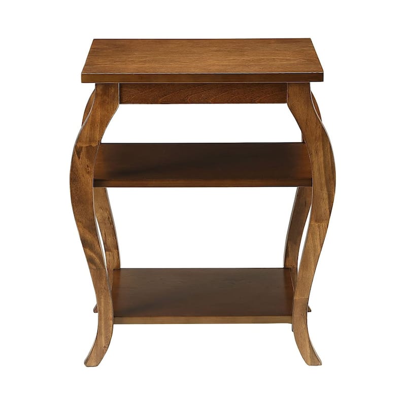 Square Top End Table with 2 Shelves, Walnut - Walnut