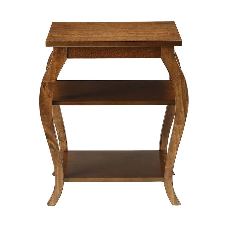 Square Top End Table with 2 Shelves - Walnut
