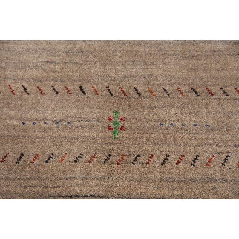 Tribal Gabbeh Indian Rug Hand-Knotted Beige Wool Carpet - 5'2" x 7'9"