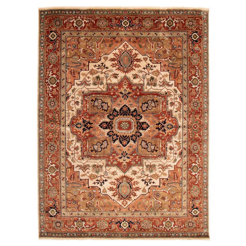 ECARPETGALLERY Hand-knotted Jules Sultane Ivory Wool Rug - 8'8 x 11'7 - Ivory - 8'8 x 11'7