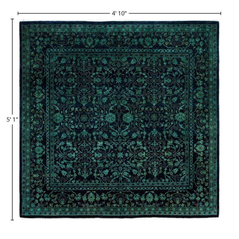 Overdyed One-of-a-Kind Hand-Knotted Area Rug - Green - 4' 10" x 5' 1"
