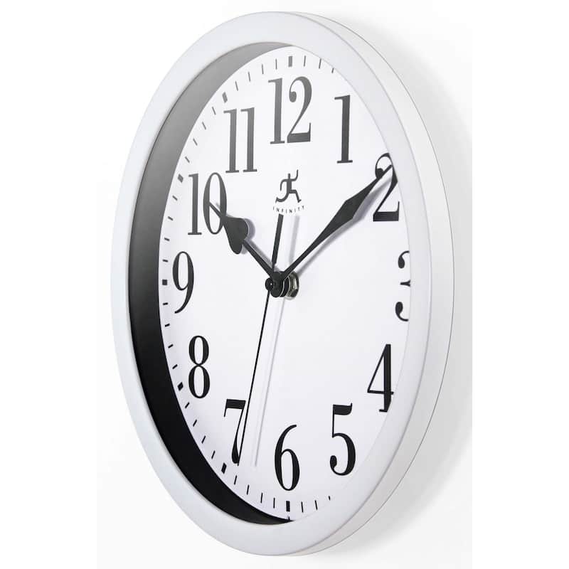 White Plastic 10 inch Simple Office Wall Clock - 9.625 x 1.5 x 9.625