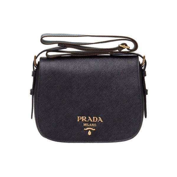 Shop Prada Saffiano Web Strap Crossbody Bag Black 1bd192