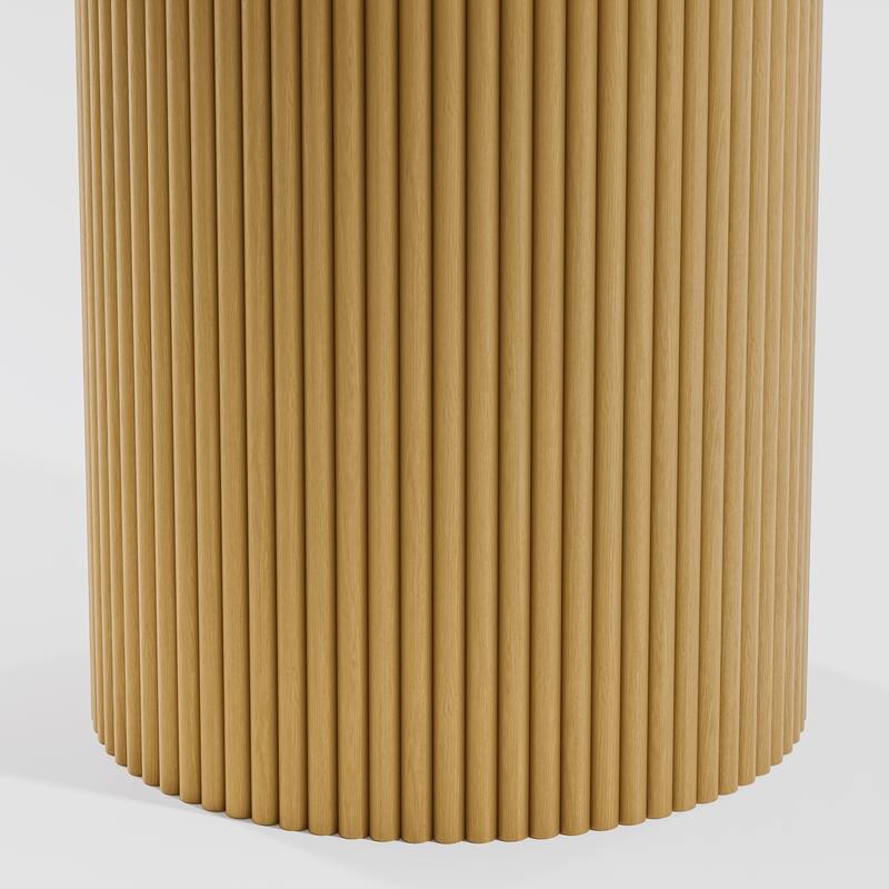 Solid Wood Round Dining Table Kitchen Table with Tabletop & Concave Cylinder Legs for Living/Dining Room Coffee Office