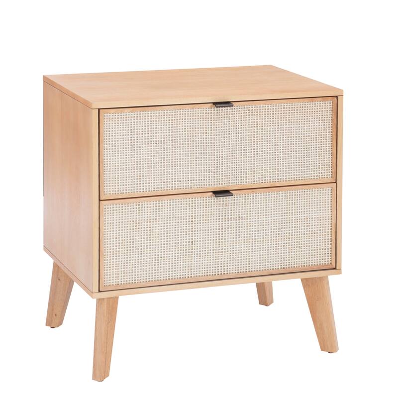 Adelphi Wooden/Cane Mid-Century Nightstand