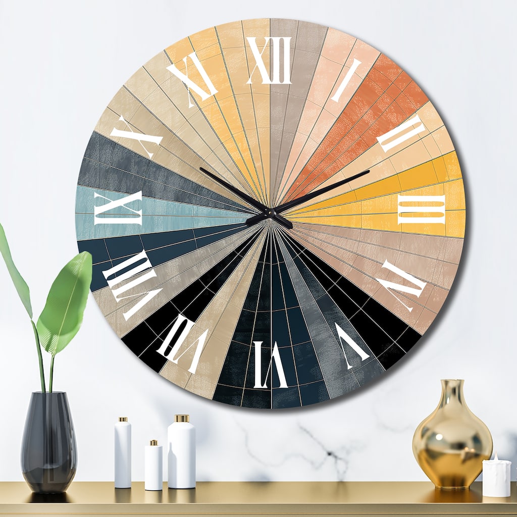 Designart "Mid-Century New Balance Abstract Geometrics III" Modern Midcentury Oversized Wall Clock