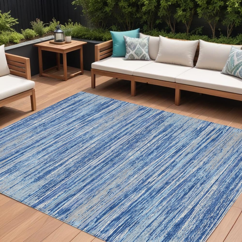 HomeRoots Striped Transitional Rectangle Outdoor Rug