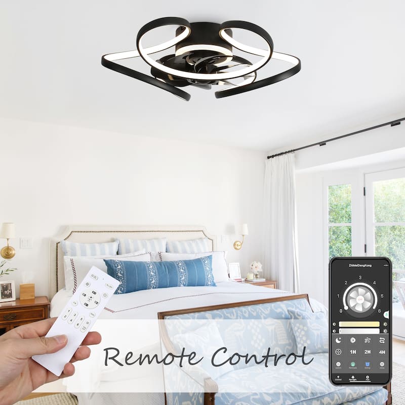 Bella Depot 22“ Low Profile Ceiling Fan with Dimmable Light, 6-Speed Reversible Flush Mount Ceiling Fan with APP Control