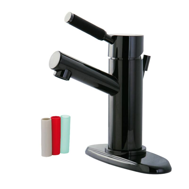 Kingston Brass Water Onyx Single Hole Bathroom Faucet with Brass - Black Nickel