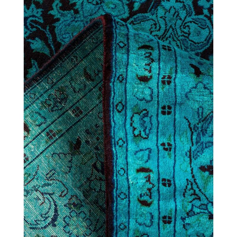 Overton Hand Knotted Wool Vintage Inspired Modern Contemporary Overdyed Blue Area Rug - 8' 1" x 8' 1"