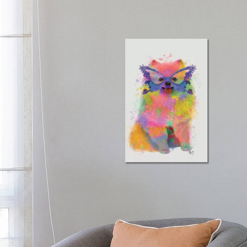 iCanvas "Rainbow Splash Pomeranian" by Fab Funky Canvas Print - 26x18x1.5
