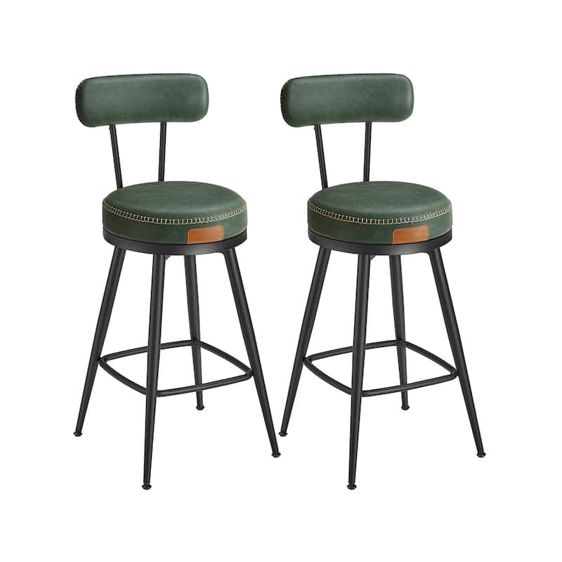 360 Swivel Bar Stools with Backrest and Steel Legs Footrest Perfect for Dining Room Set of 2