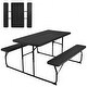preview thumbnail 2 of 23, Indoor and Outdoor Folding Picnic Table Bench Set with Wood-like Texture - 59" x 54" x 28.5"(L X W X H)