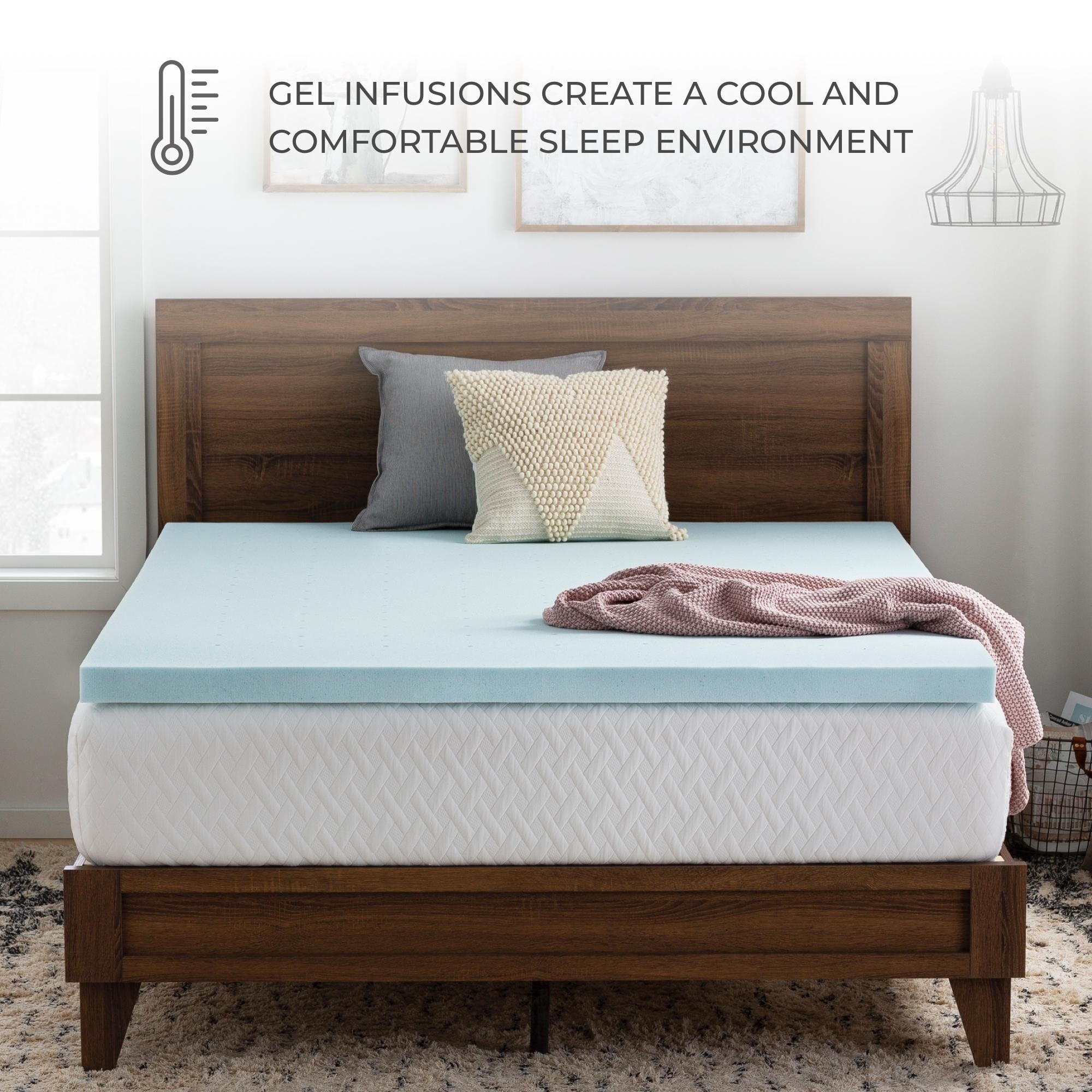 Shop Brookside 2 5 Inch Gel Infused Memory Foam Mattress Topper Blue Overstock 15299461