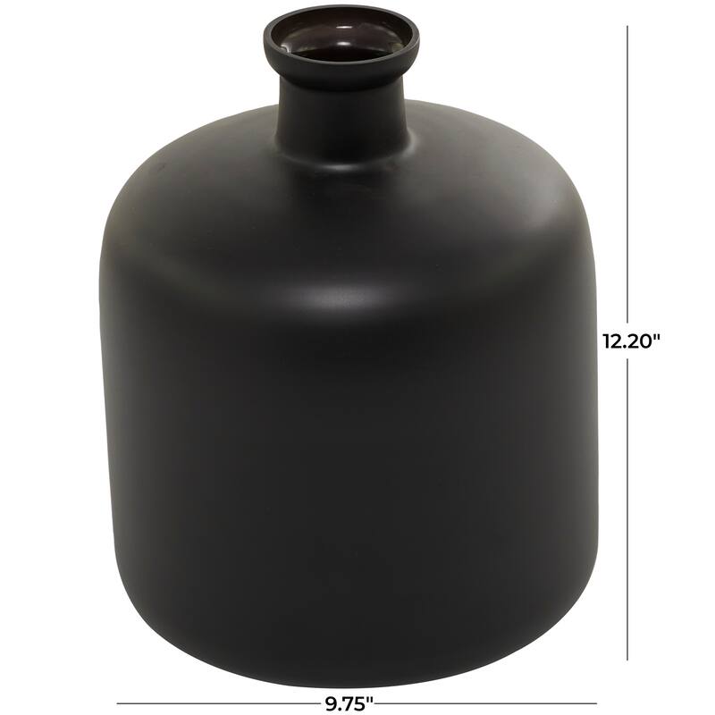 Black Glass Decorative Vase - 10"W, 12"H