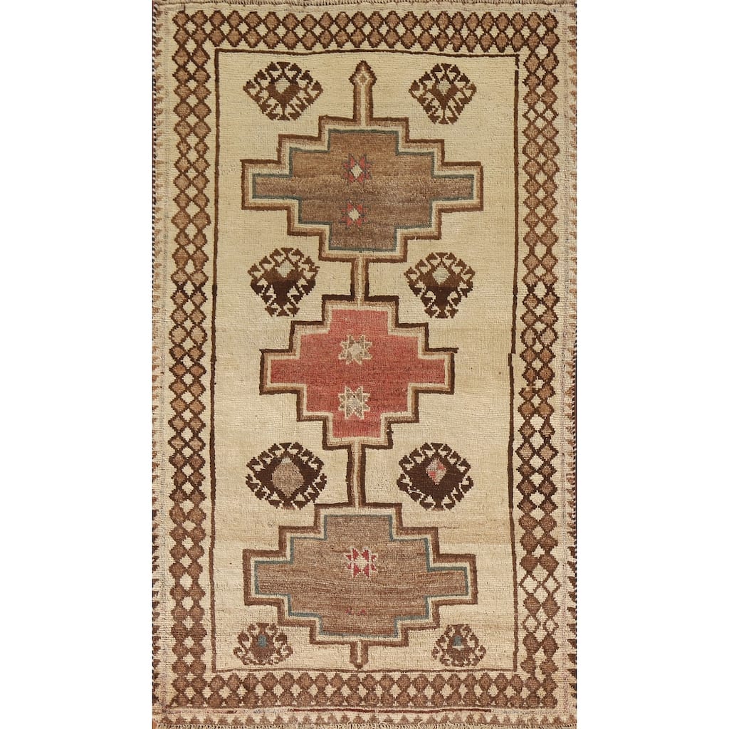 Tribal Gabbeh Persian Vintage Area Rug Hand-knotted Wool Carpet - 4'1"x 7'4"