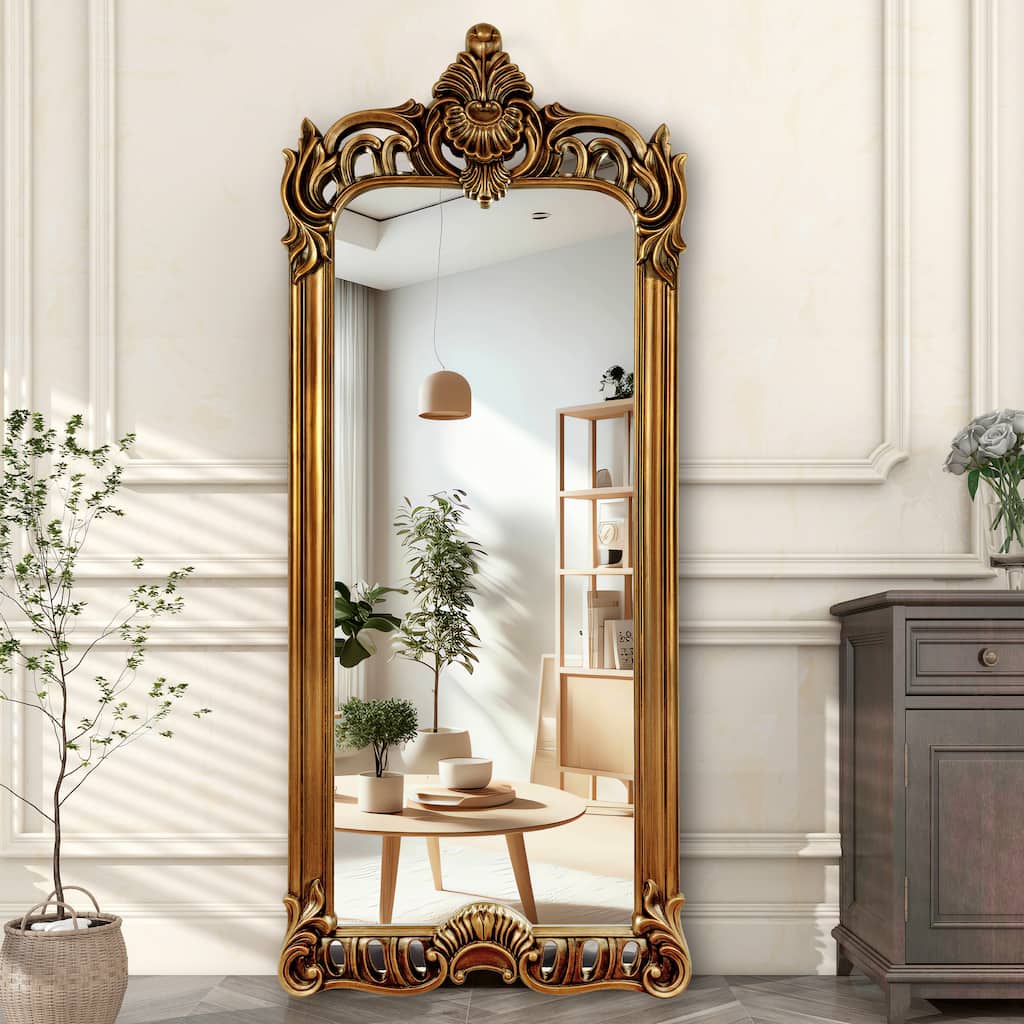 Oversized Vintage Gold Ornate Full Length Floor Mirror Baroque Decor