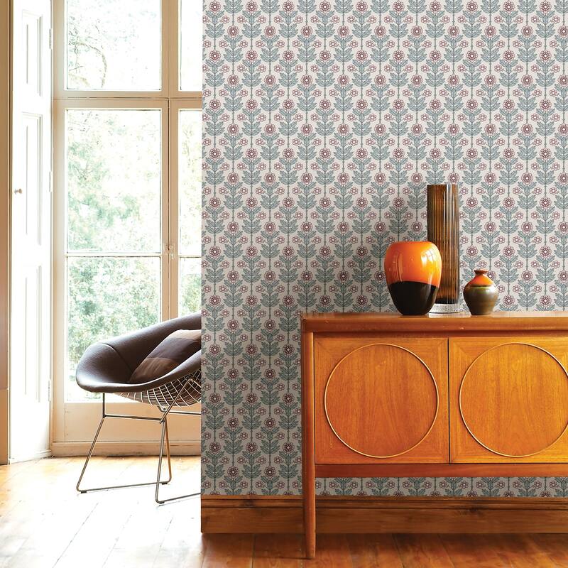 Whittier, Aya Floral, 33 FT. L x 20.5In. W Wallpaper Roll - Eggshell