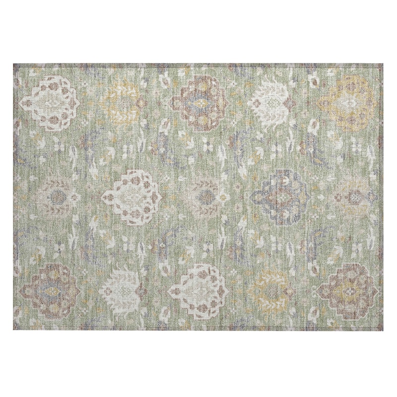 Machine Washable Indoor/ Outdoor Traditional Kashan Chantille Rug