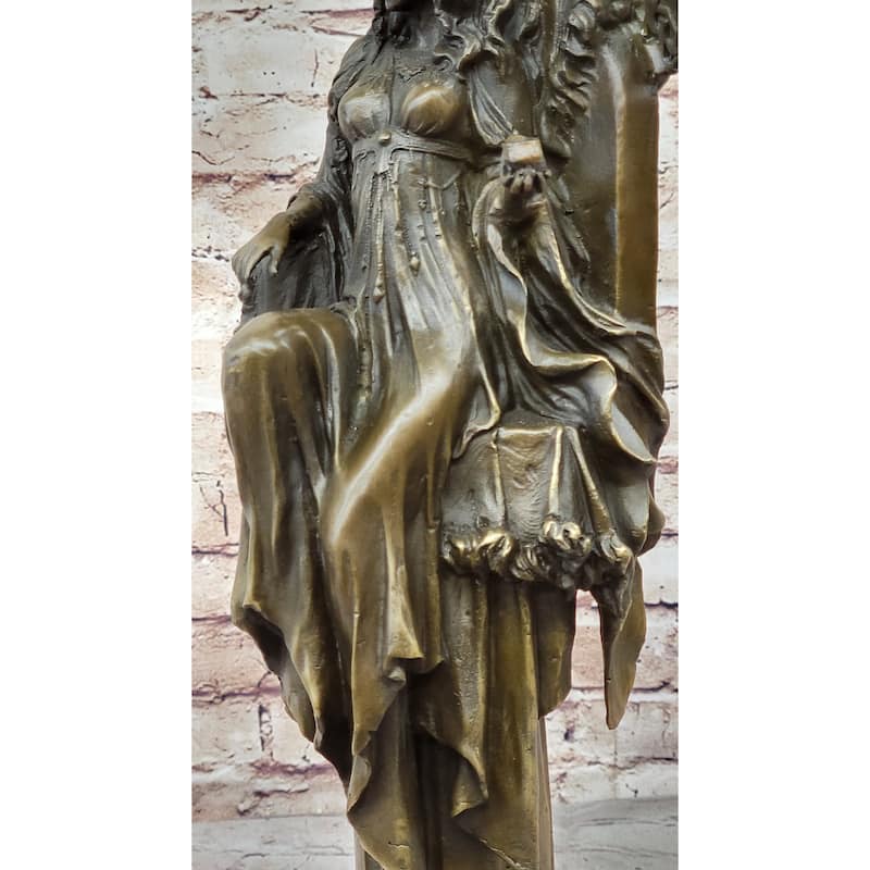 Mythical Fantasy Winged Goddess Angel Queen On Throne - Bronze Original Art Sculpture