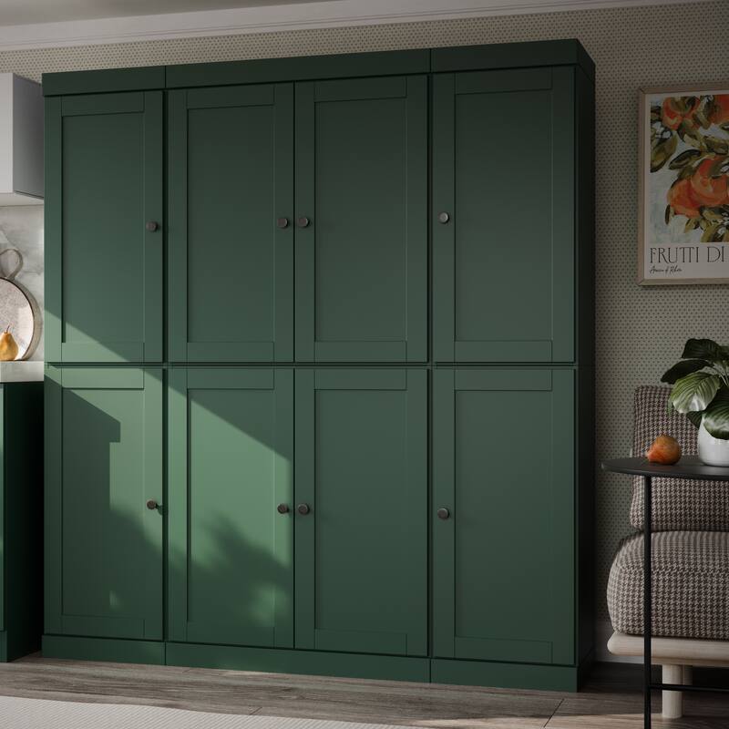 Palace Imports 100% Solid Wood 65" Pantry Cabinet with Shaker Doors and Adjustable Shelves - Green