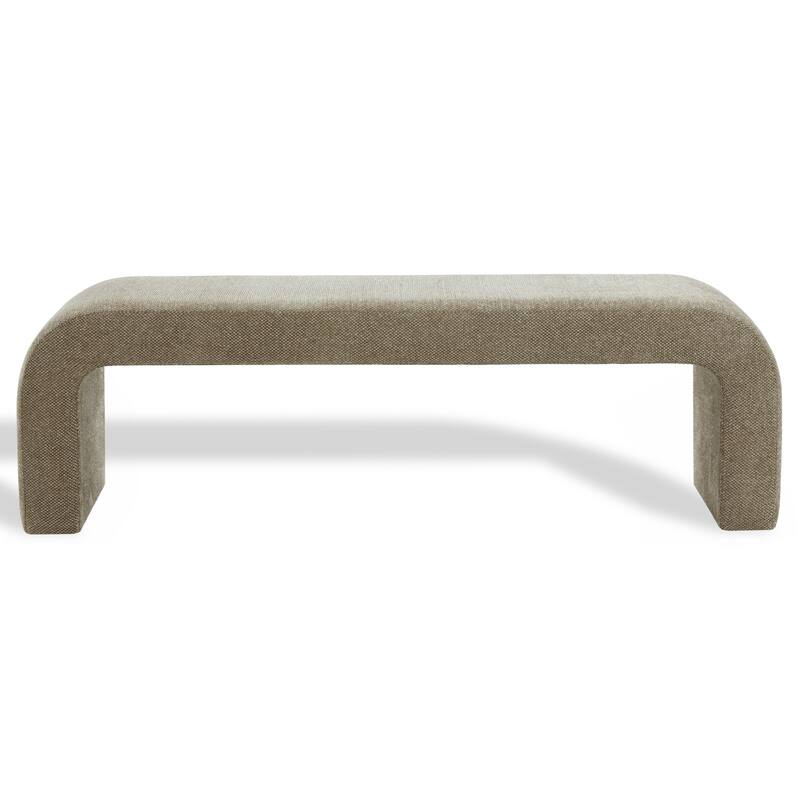 SAFAVIEH Couture Tuyet Curved Waterfall Upholstered Bench (Fully Assembled) - 62" Wx18" Dx19" H - 62"W x 18"D x 19"H - Brown