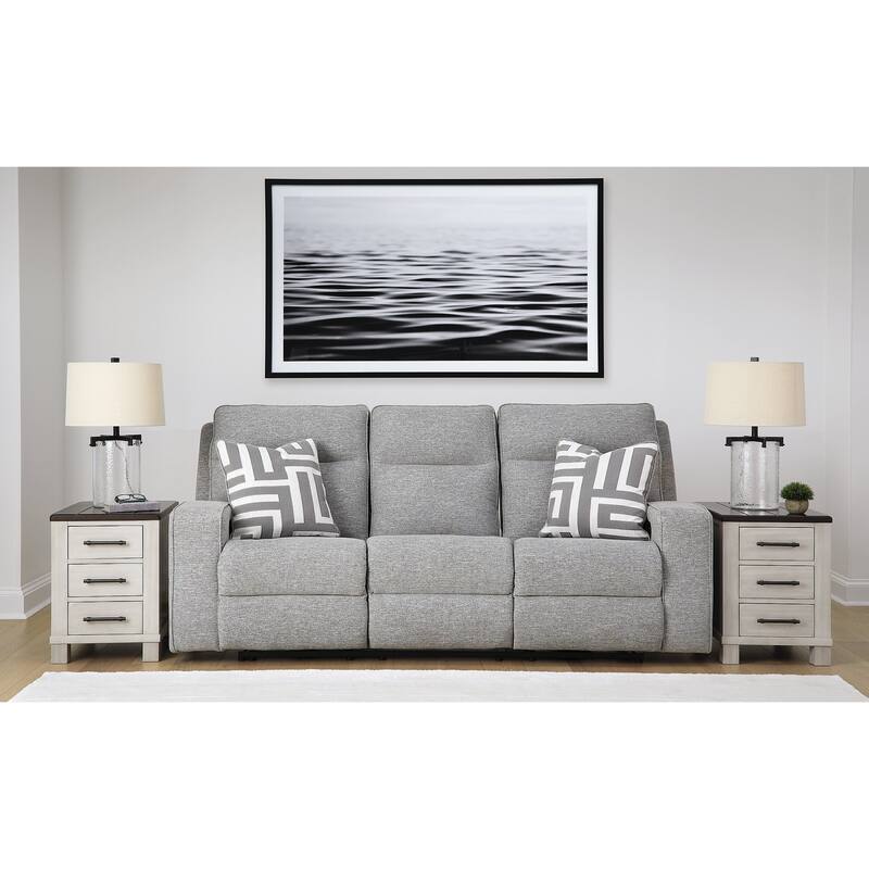 Signature Design by Ashley Biscoe Pewter Power Reclining Sofa - 88" W x 43" D x 42" H