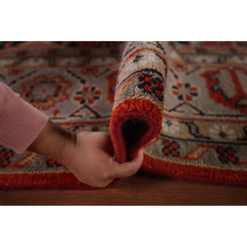 Viss Oriental Area Rug Handmade Geoemtric Orange Wool Carpet - 8'11"x 11'10"