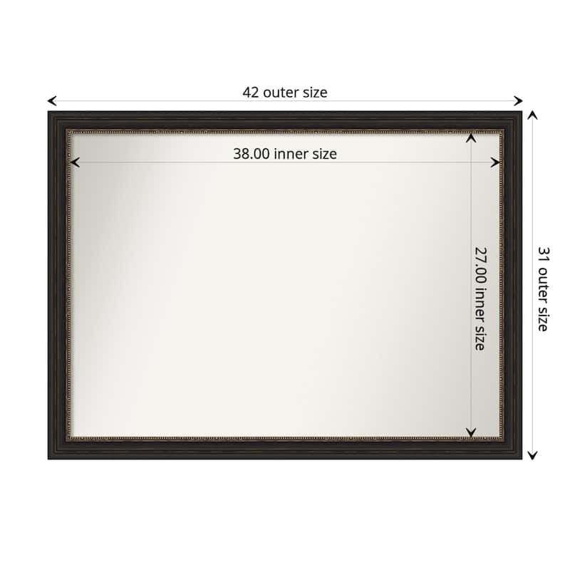 Non-Beveled Bathroom Wall Mirror - Accent Bronze Narrow Frame - 42 x 31 in - Accent Bronze Narrow