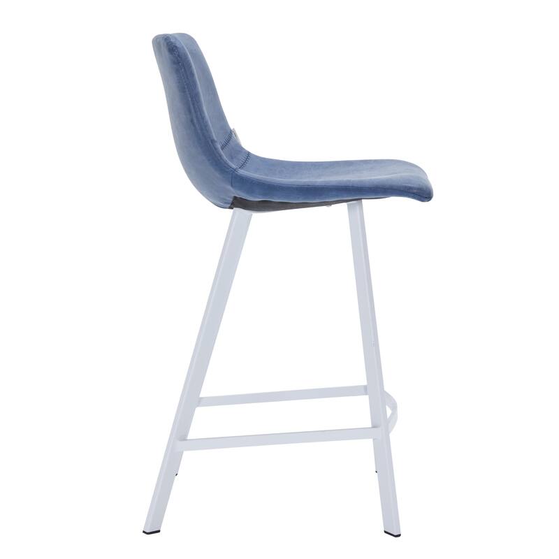 35-Inch Leather Counter Stool Padded Seat Stainless Steel Base and Footrest