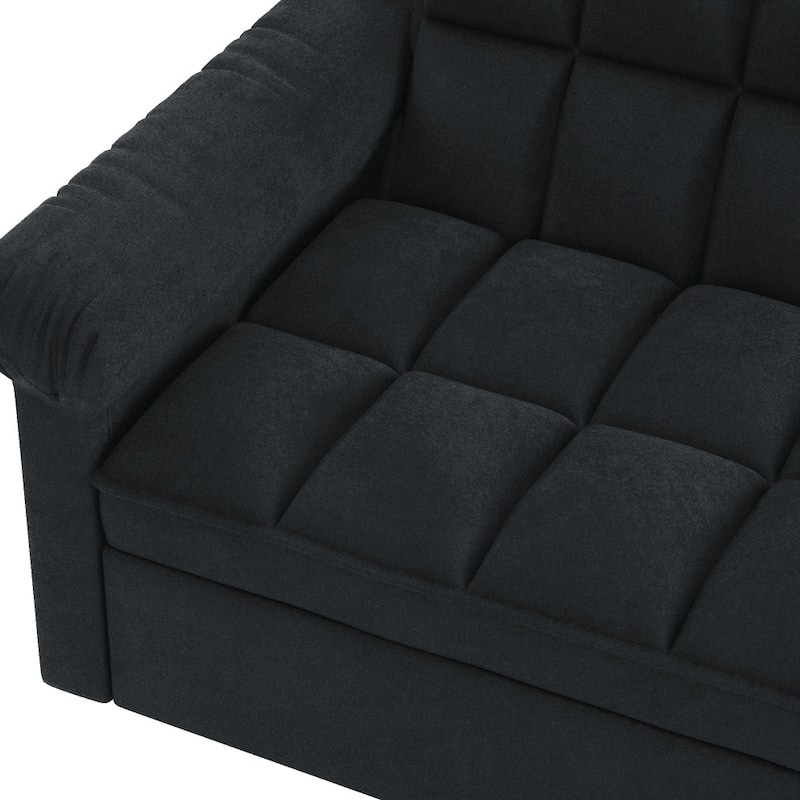 56" Convertible Loveseat Sofa Bed with Adjustable Backrest and Pull-out Bed
