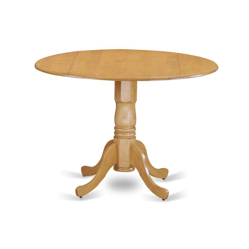East West Furniture Dinette Set- a Round Dining Table and Light Tan Linen Fabric Dining Chairs, Oak (Pieces Options)