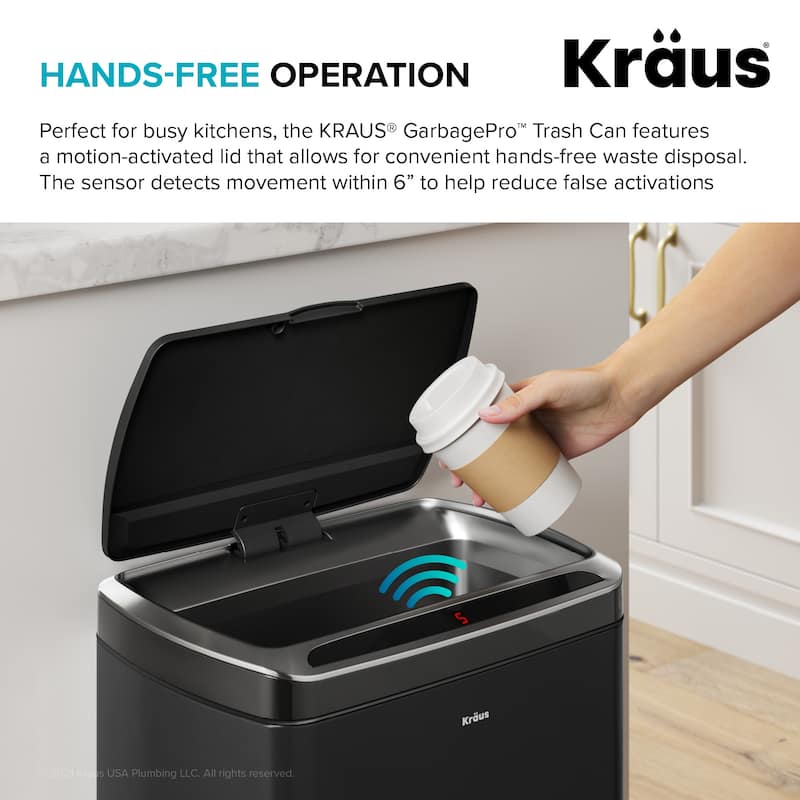 KRAUS GarbagePro Touchless Motion Sensor Stainless Steel Trash Can