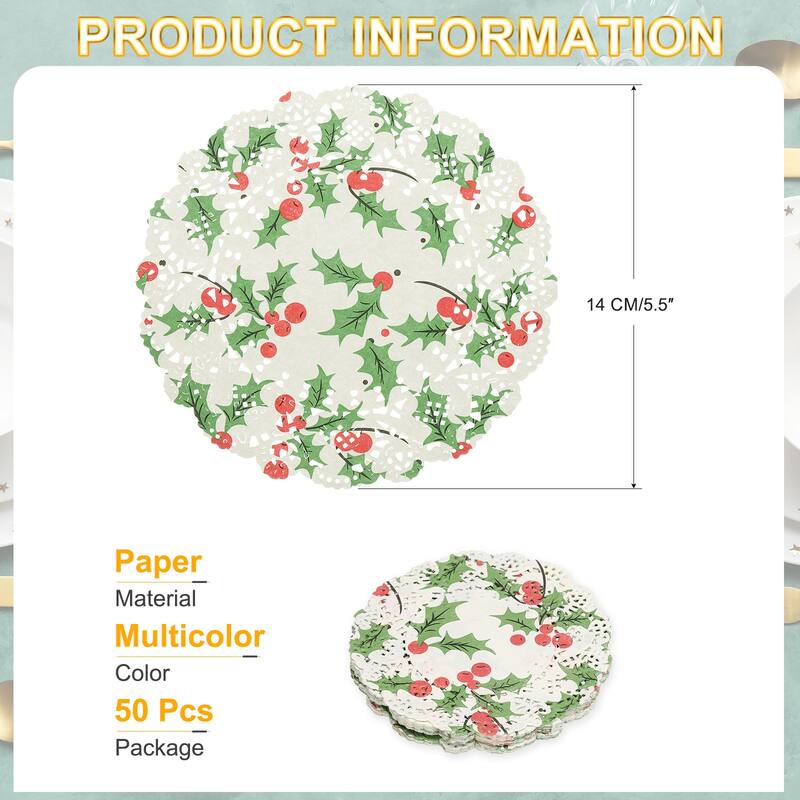 Paper Doilies Round Lace Decorative Placemats, Multicolor - Multicolor-50Pcs - 3.5 Inch