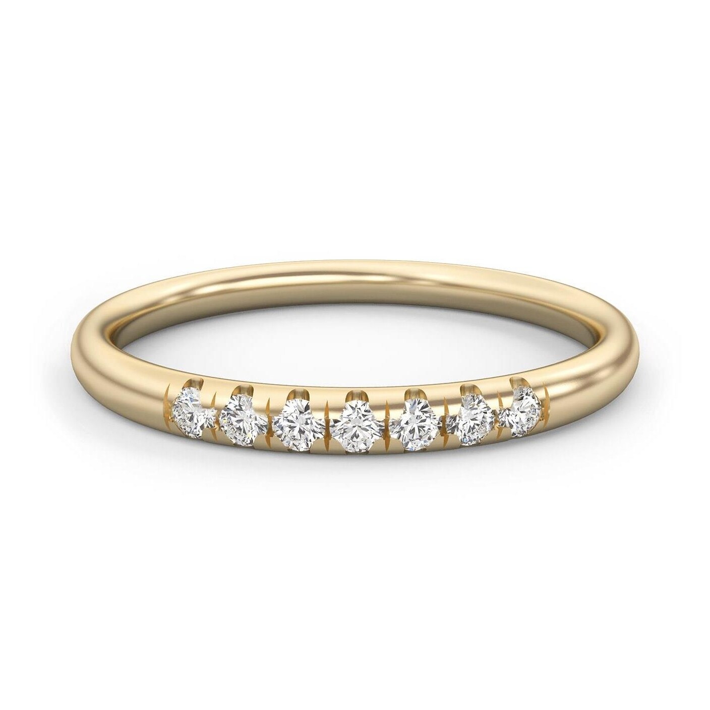 Petite 14K Gold 0.12 ct. French Pavé Seven Stone Lab Diamond Wedding Ring