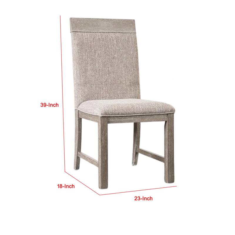 Gris Side Dining Chair, Gray Solid Wood, Fabric Padded Seat