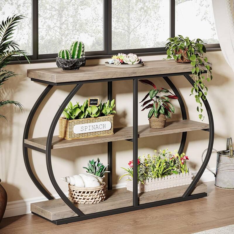 41.3" Console Table, Industrial 3-Tier Entryway Table