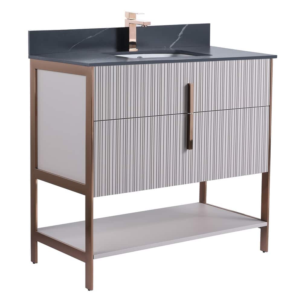 Fine Fixtures Serenity Modern Bathroom Vanity with Black Sintered Stone Top