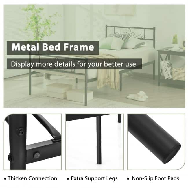 Metal Bed Frame with Headboard and Footboard