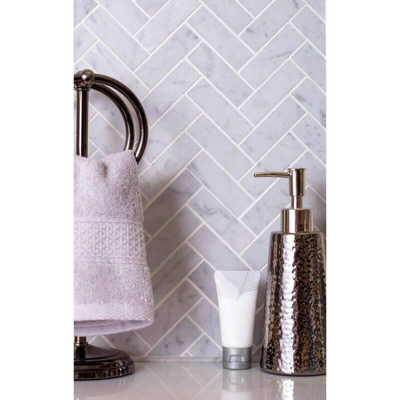 Apollo tile 12 x 12 Heritage Polished White Bianco Carrara Marble Tile (5.29 sq ft/case) - 5 Pack