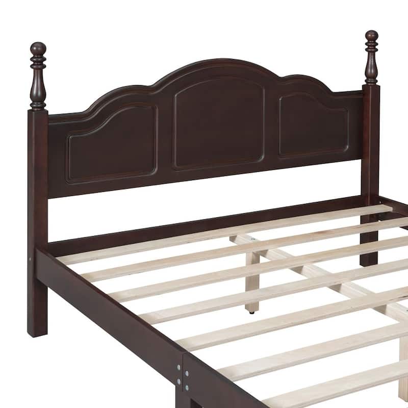 Queen Size Wood Platform Bed Frame,Retro Style Platform Bed
