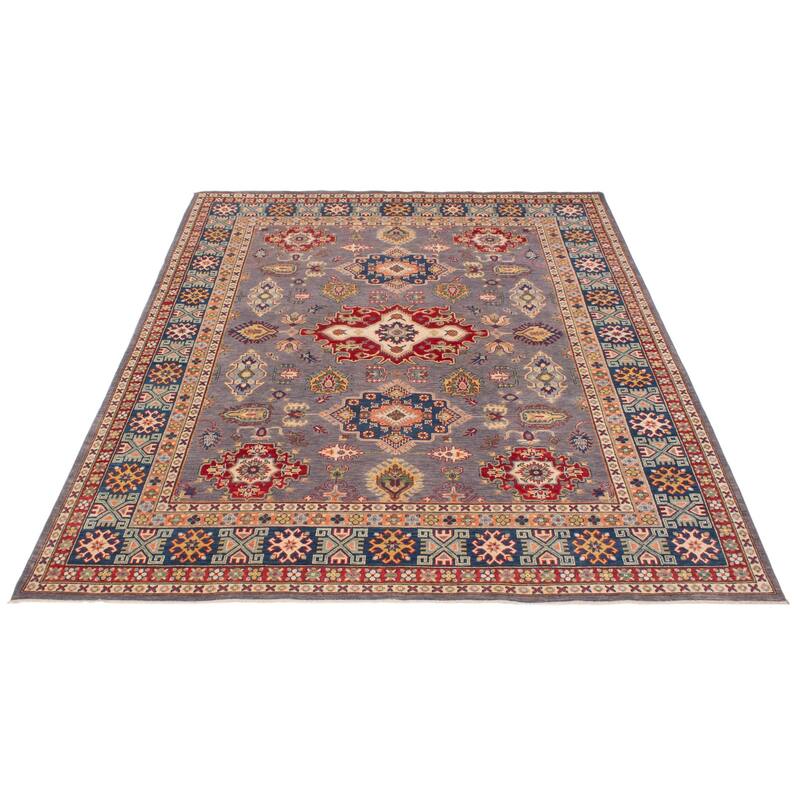 ECARPETGALLERY Hand-knotted Uzbek Ghazni Grey Wool Rug - 8'0 x 10'0