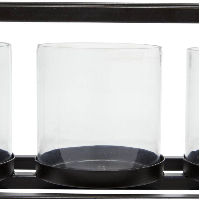 Metal 5 Glass Sleeve Candelabra - Black - Roche River Decor