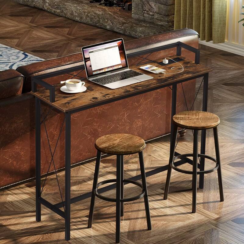 Console Table with 2 Outlet and 2 USB Ports,Entryway Table Narrow Charging Station Sofa Table