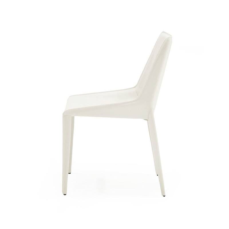 Modrest Halo Modern Ivory Saddle Leather Dining Chair (Set of 2)