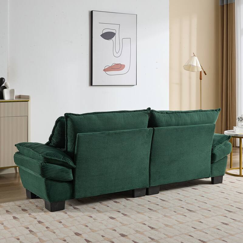 Corduroy Couch Loveseat Sofa with Pillows,Comfy Upholstered Deep Seat Sofa for Bedroom,Living Room,Office