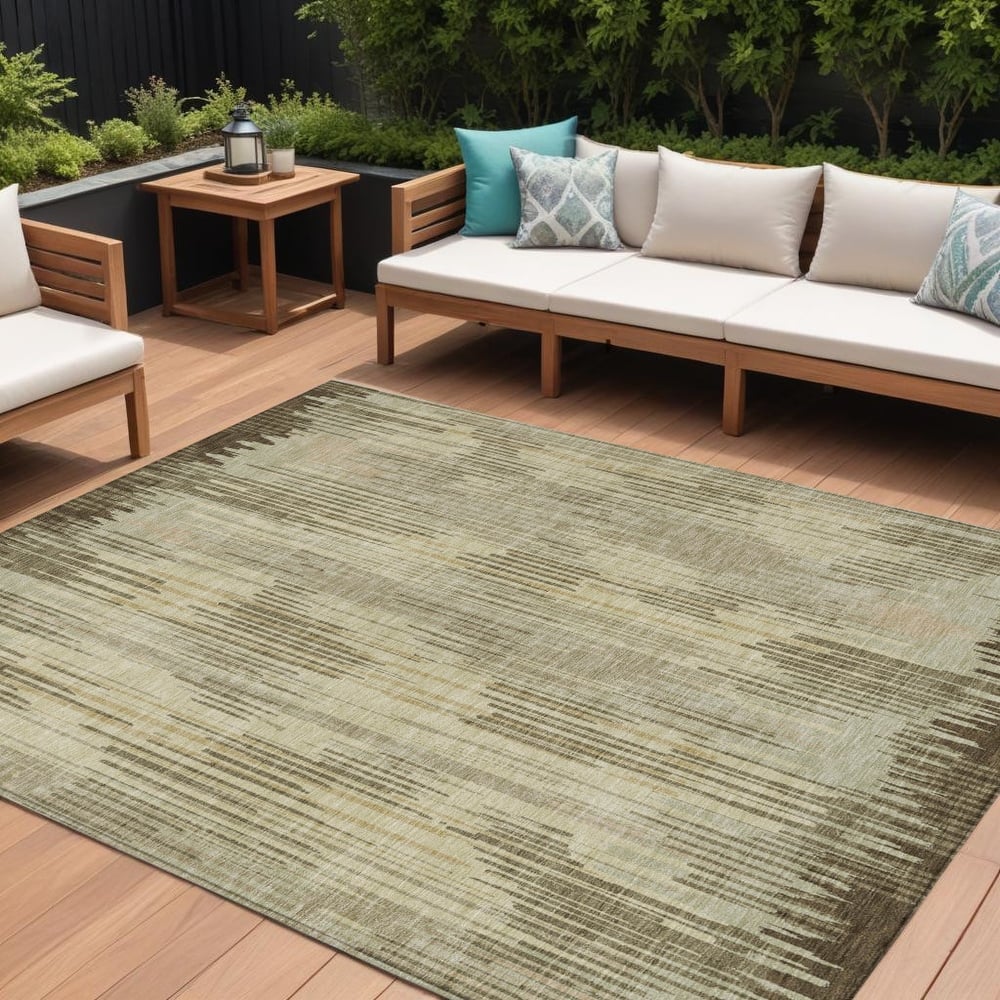 HomeRoots Striped Transitional Rectangle Outdoor Rug
