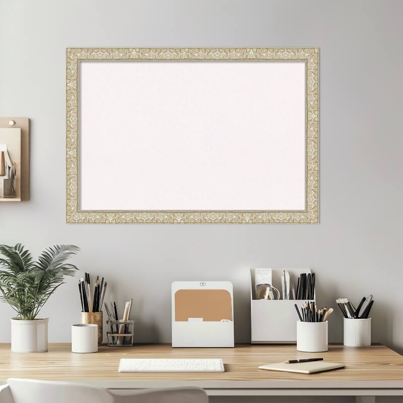 Lila Silver Wood Framed Cork Board - Bulletin Board, Organization Board, Pin Board