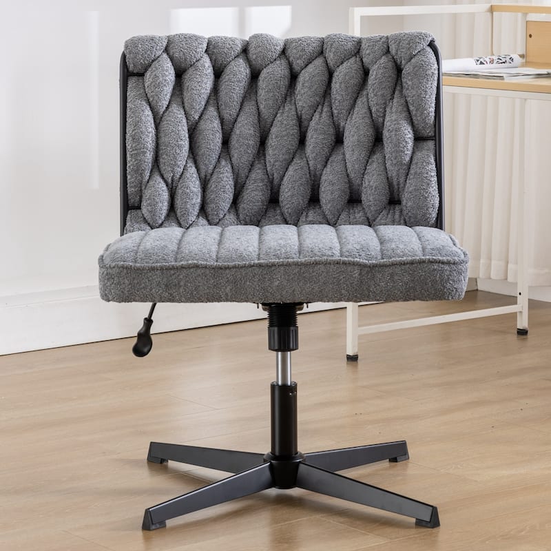 Upholstered No Wheels Armless Office Desk Chair