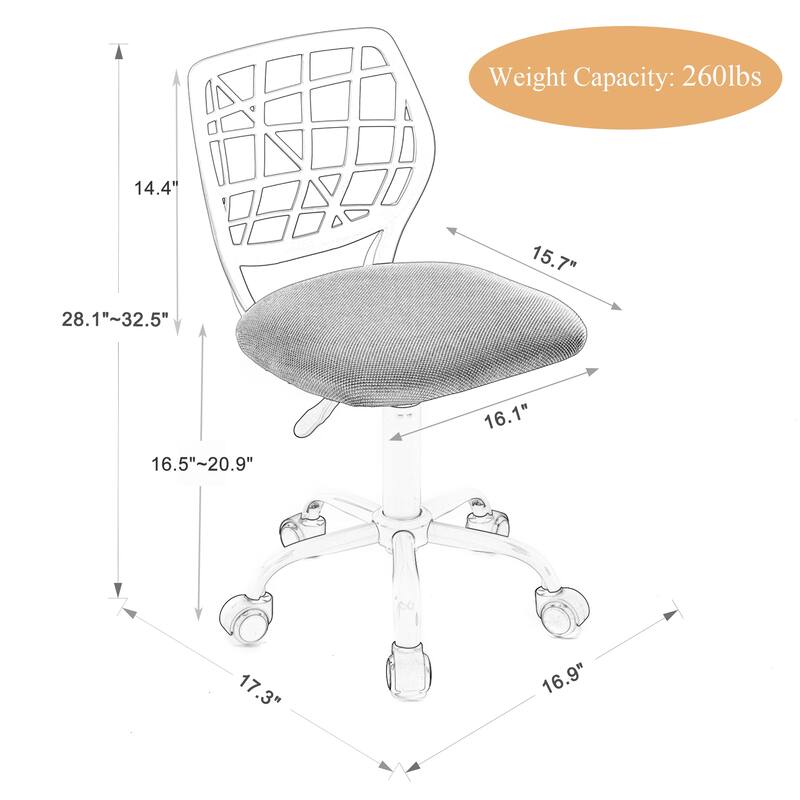 Mesh Ergonomic Swivel Armless Kids Study Chair with Adjustable Height